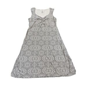 prAna Dress Womens Medium Black White Geometric Sleeveless Stretch Knit A-Line